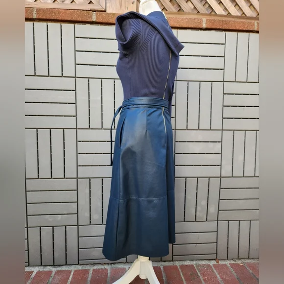 Ted Baker Alltaa Knitted Bodice Pleather Skirt Dress